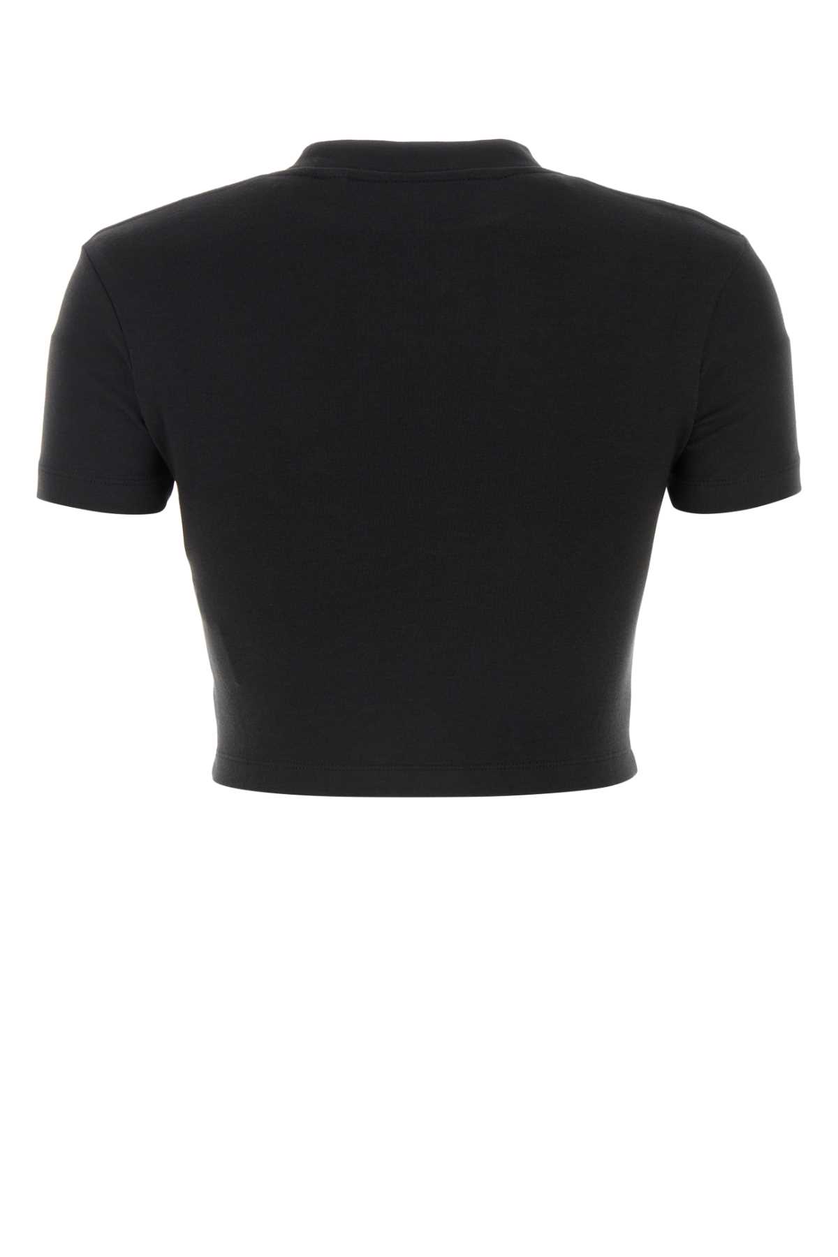 Shop Palm Angels Black Stretch Cotton Blend T-shirt In 1003