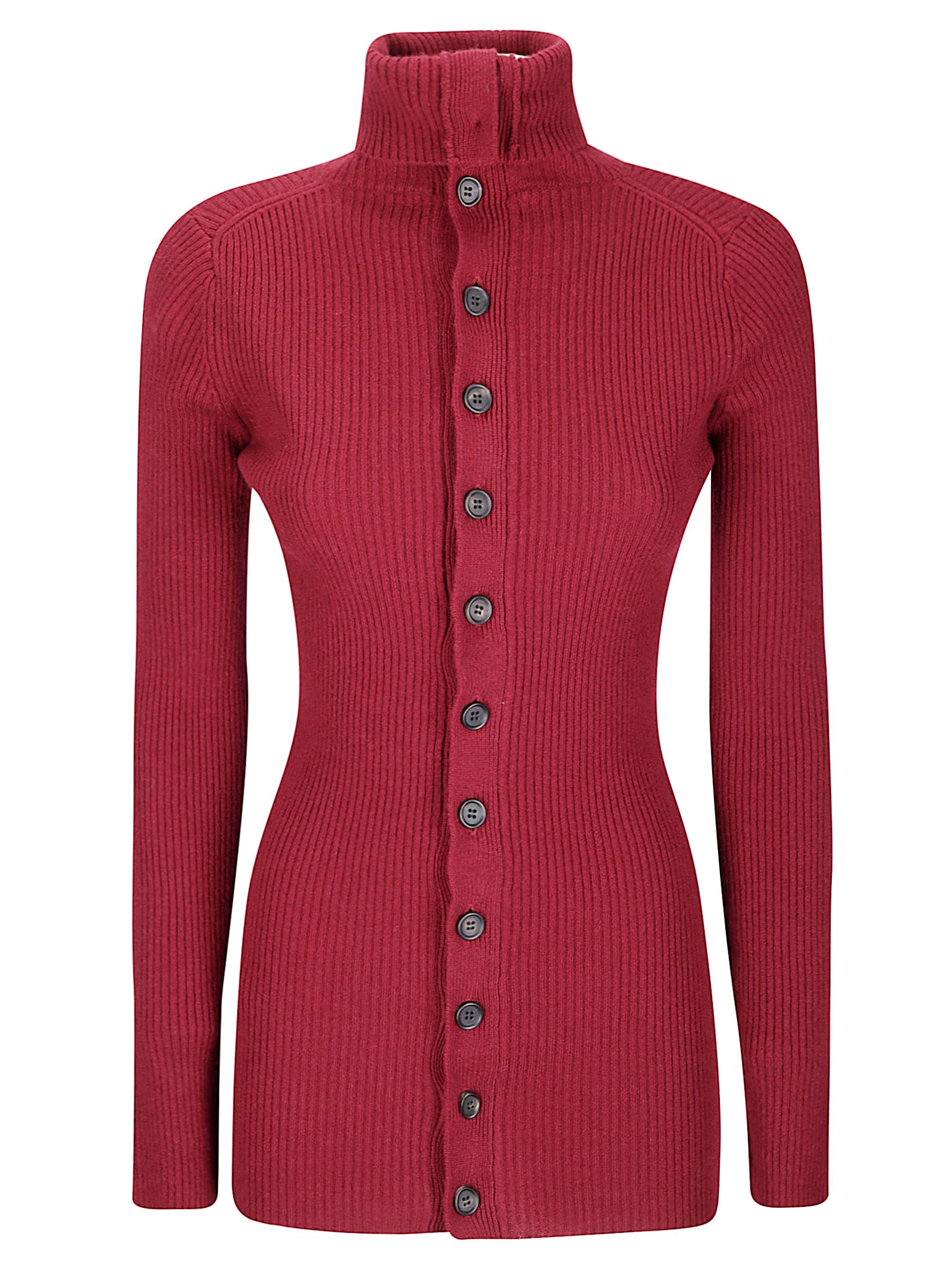 Yohji Yamamoto Ribbed High-neck Sweater In Red