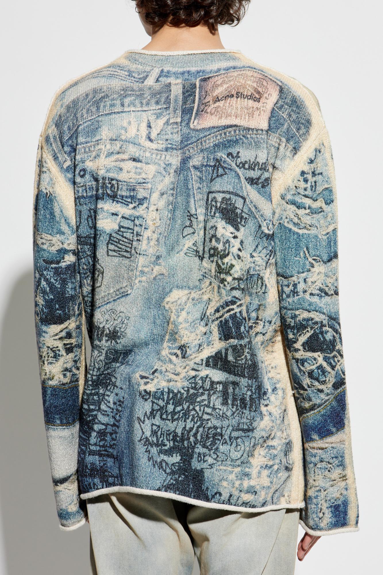 Acne Studios Blue Printed Sweater In Blue