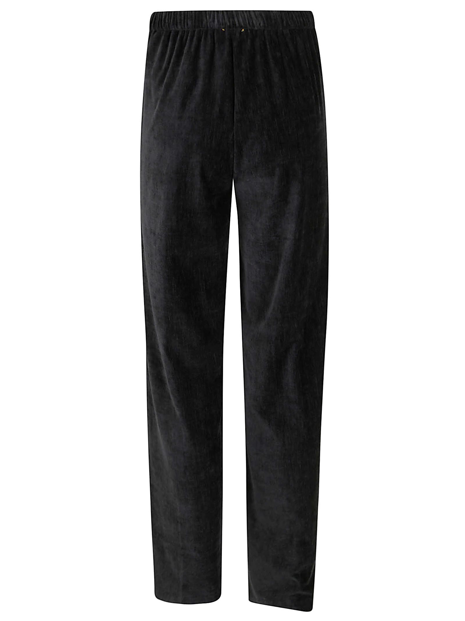 Forte Forte Straight-leg Trousers With Subtle Sheen And Elastic Back Waistband In Black