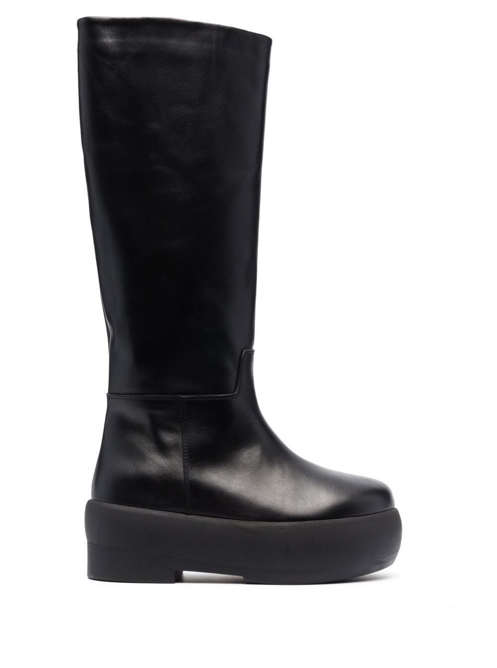 Shop Gia Borghini Black Slip-on Boots With Platform In Smooth Leather Woman