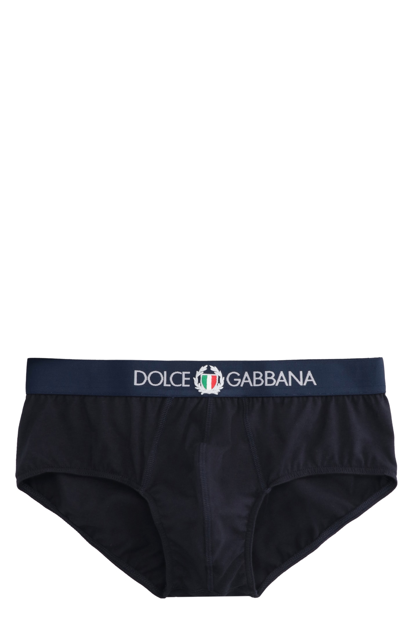 Dolce & Gabbana Brando Logoed Elastic Band Cotton Briefs In Blue