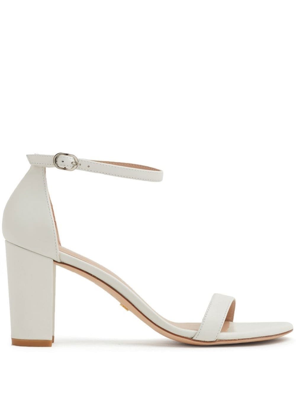 Shop Stuart Weitzman Nearlynude Smooth Calfskin Sandals In White