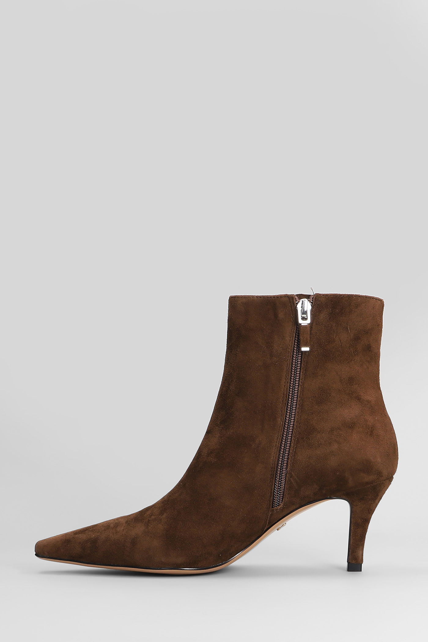 Lola Cruz High Heels Ankle Boots In Brown Suede In Brown
