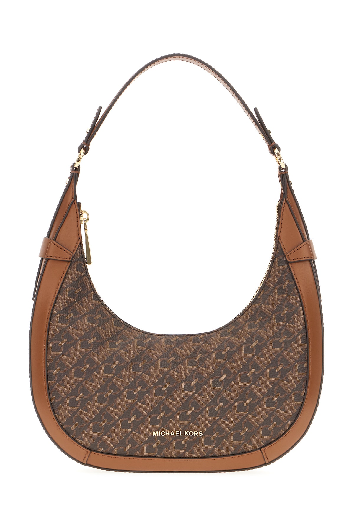 Shop Michael Kors Printed Leather Preston Shoulder Bag In Brnluggage