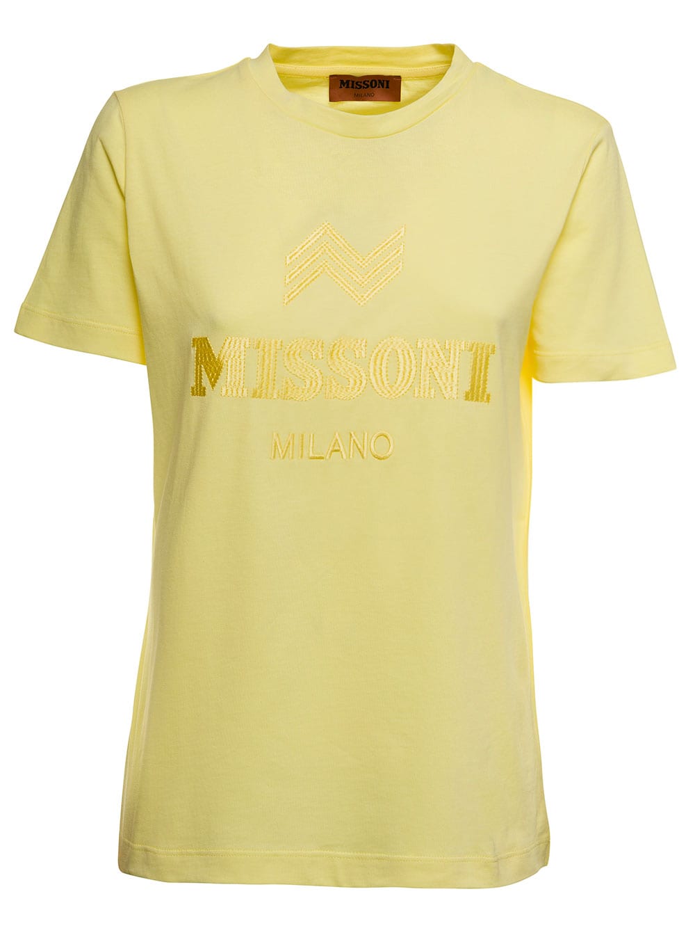 Missoni Woman Yellow Cotton T-shirt With Logo