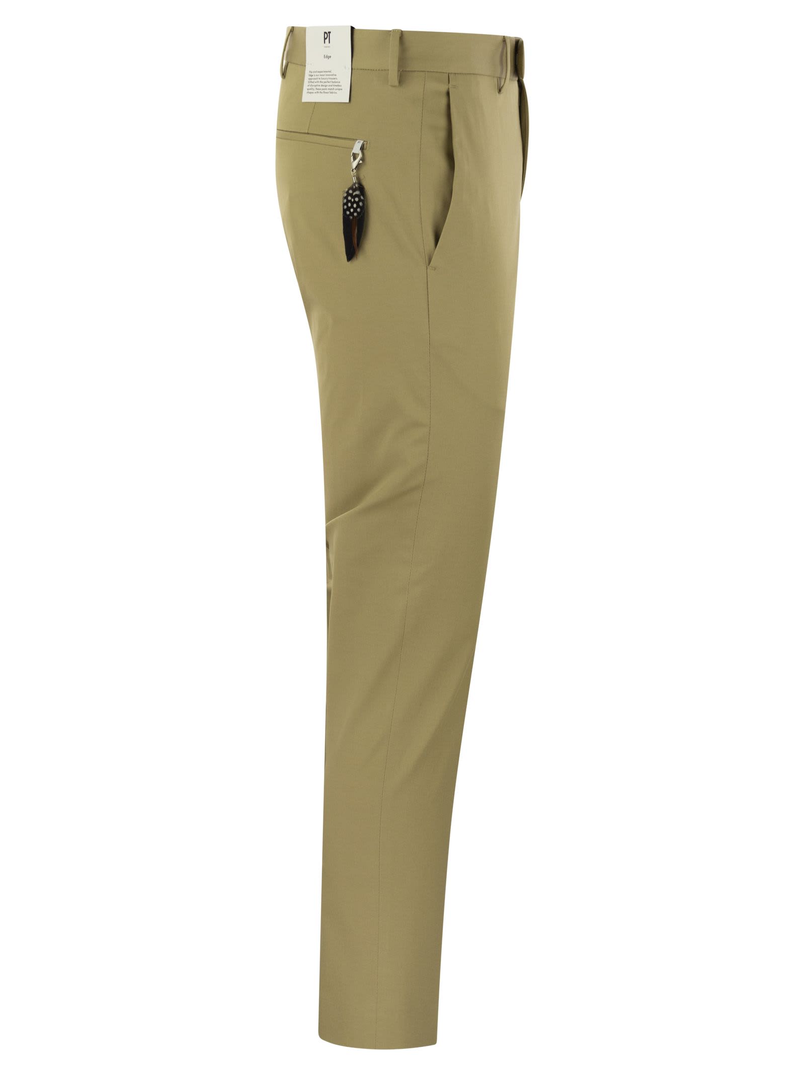 Pt Torino Khaki Stretch Cotton Blend Pant In Rope