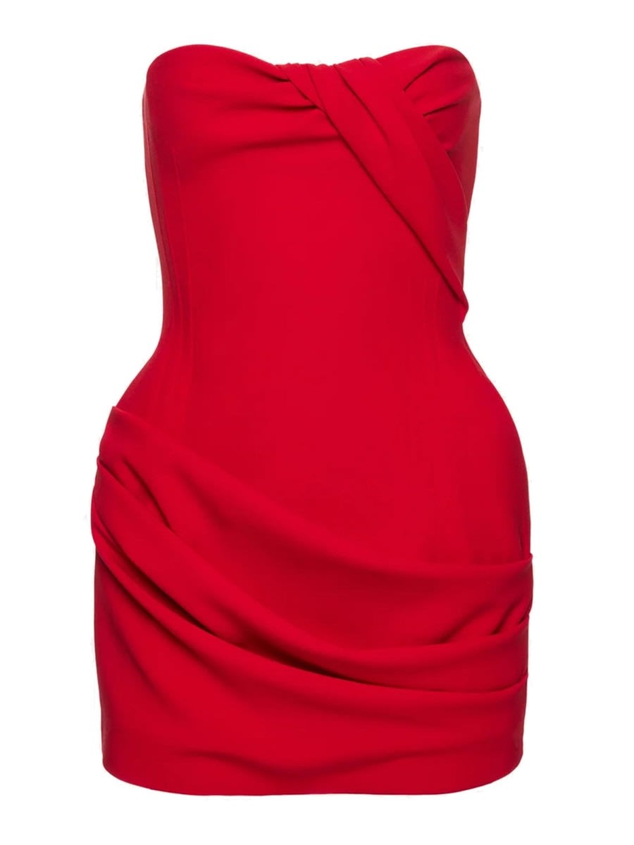 Magda Butrym Draped Mini Dress With Structured Corset In Red