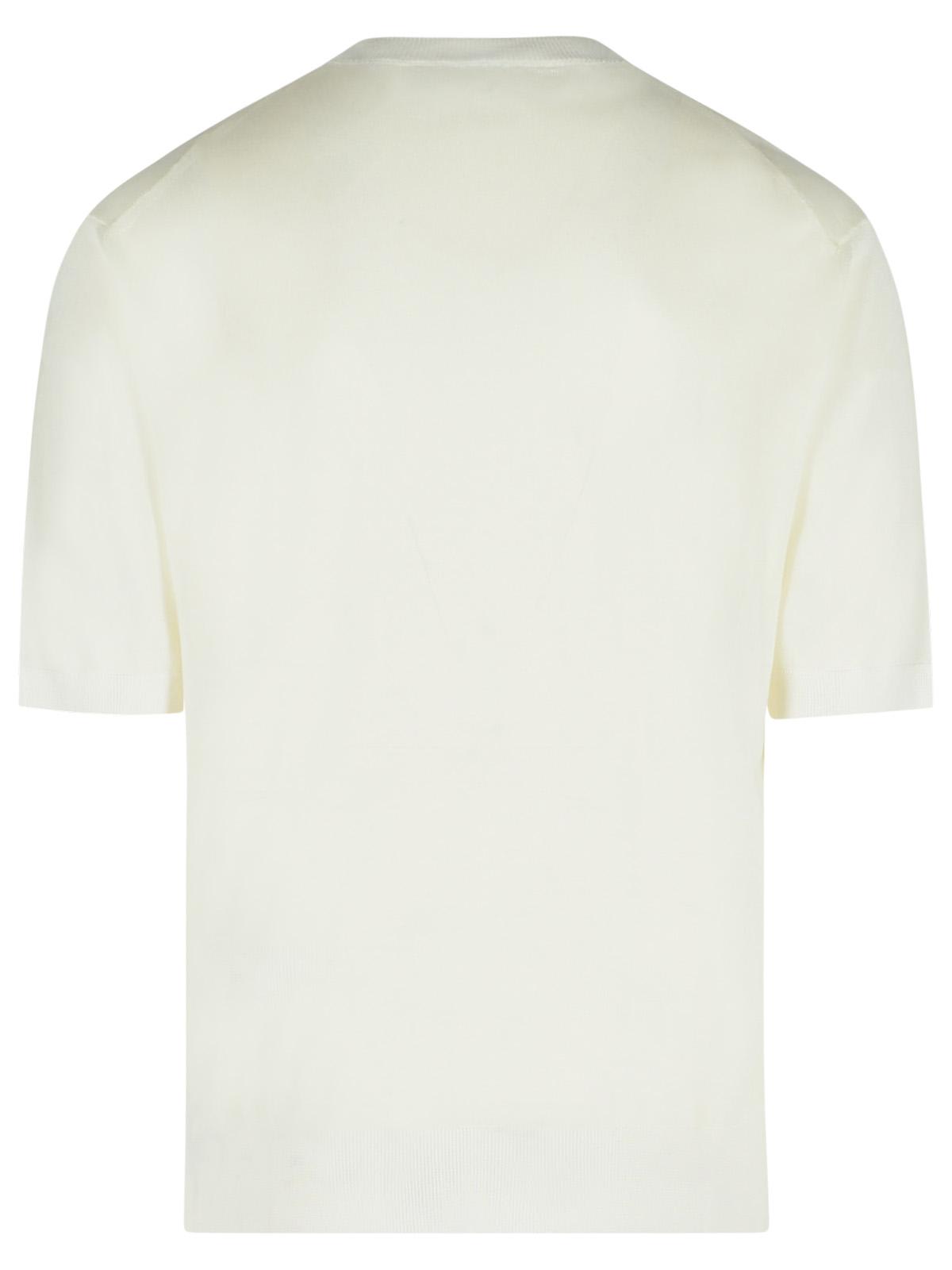 Laneus Cotton Sweater Short Sleeves In Cream