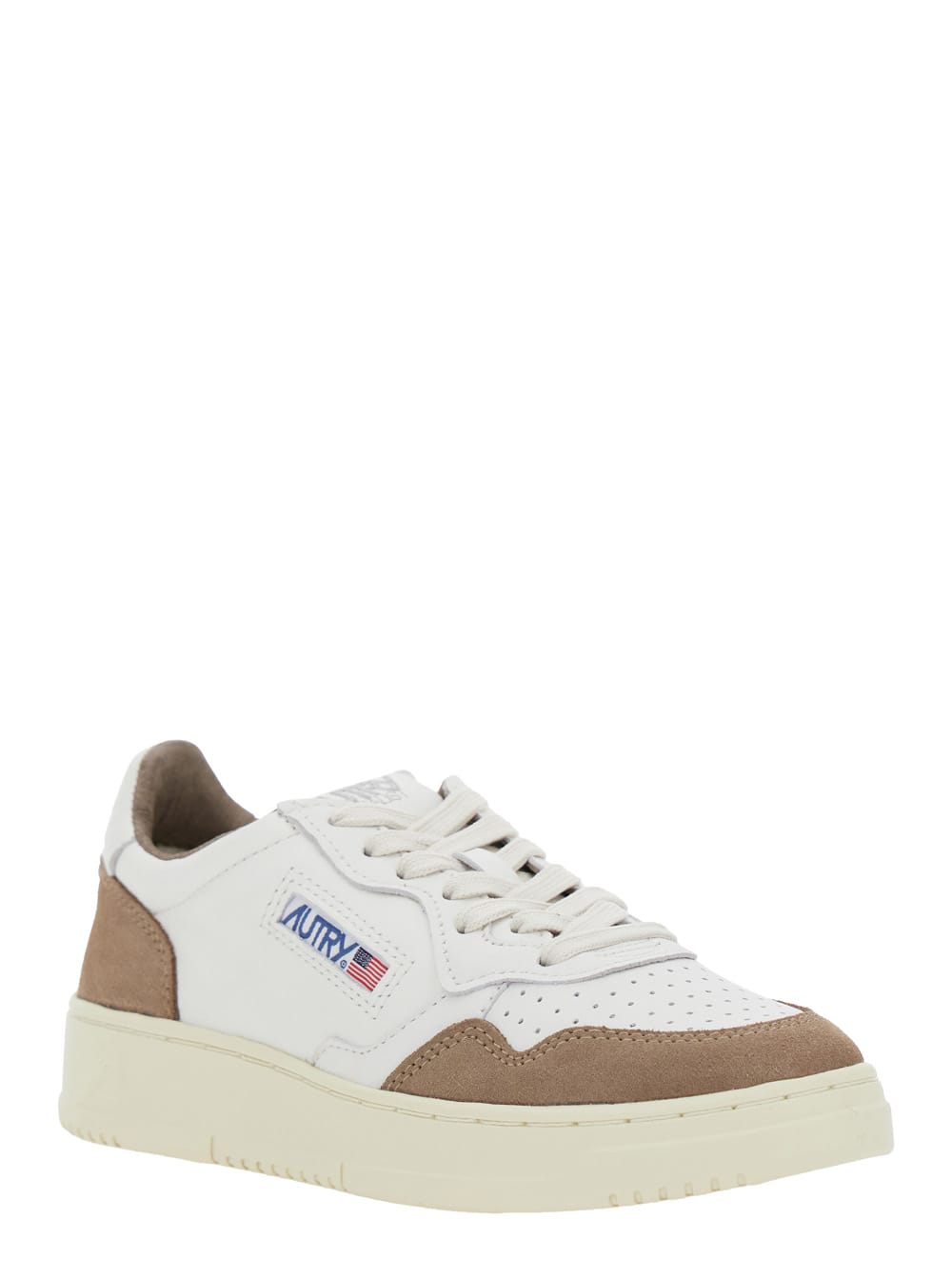 Autry Light Brown Calf Suede Sneakers In Sand
