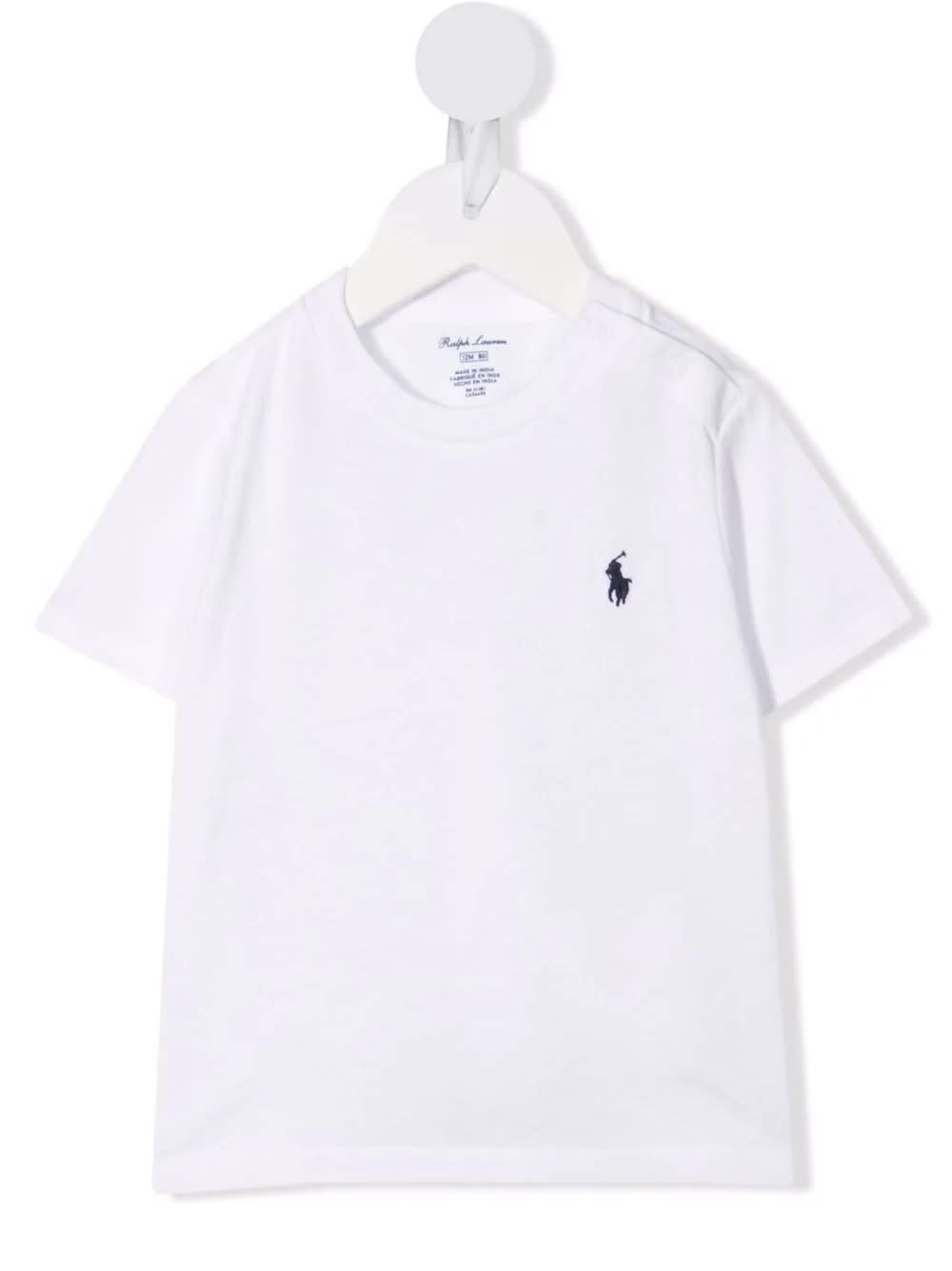 Shop Ralph Lauren Baby White T-shirt With Navy Blue Pony