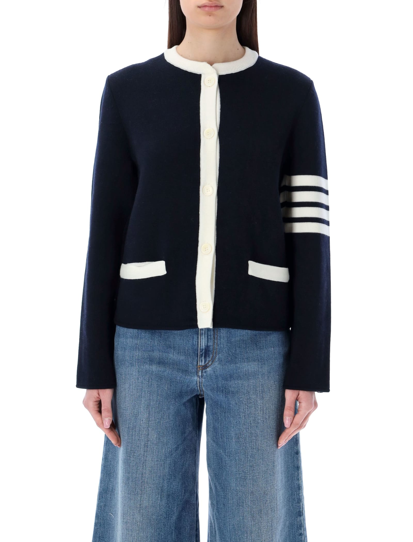 THOM BROWNE DOUBLE FACE 4-BAR CARDIGAN JACKET