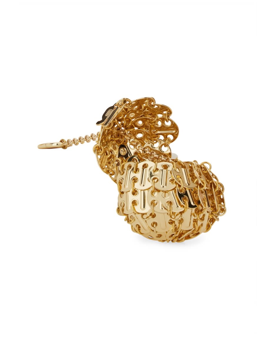 Rabanne Intricately Designed Brass Keychain Charm In Gold