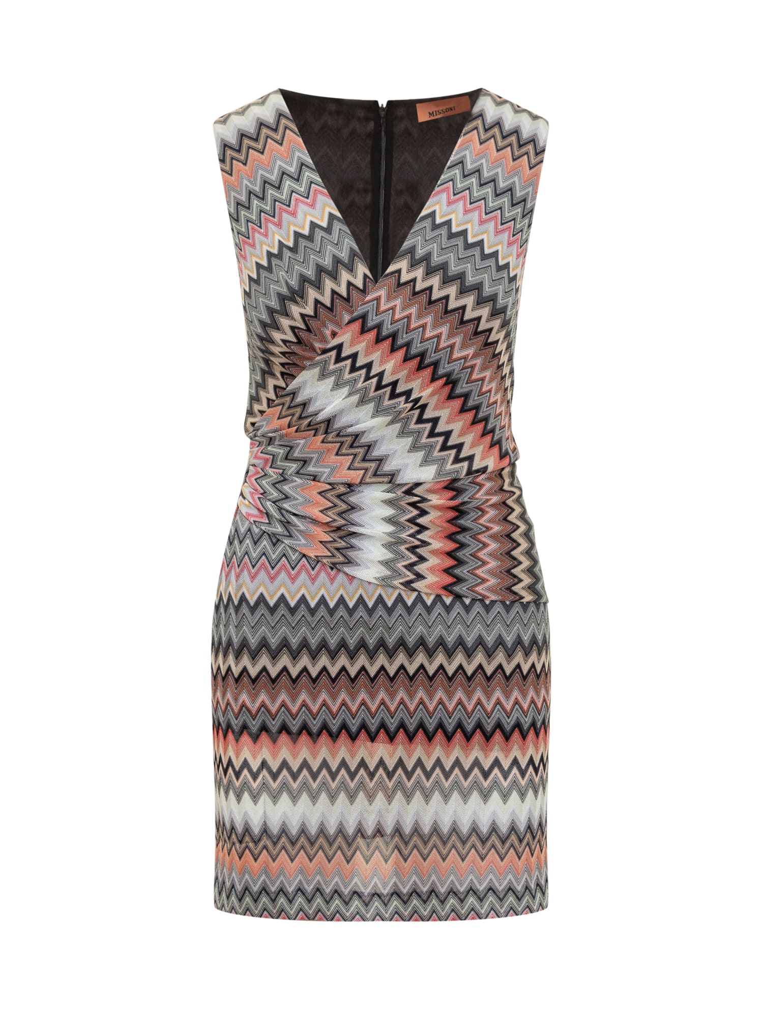 Zigzag Woven Plunging V-neck Dress