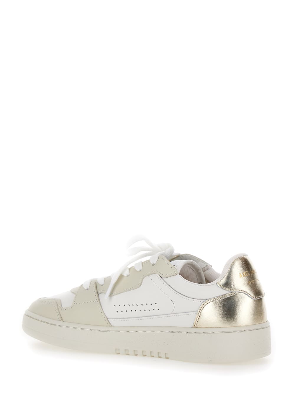 Shop Axel Arigato Dice Lo White Sneakers With Logo Detail And Metallic Heel Tab In Suede And Leather Woman