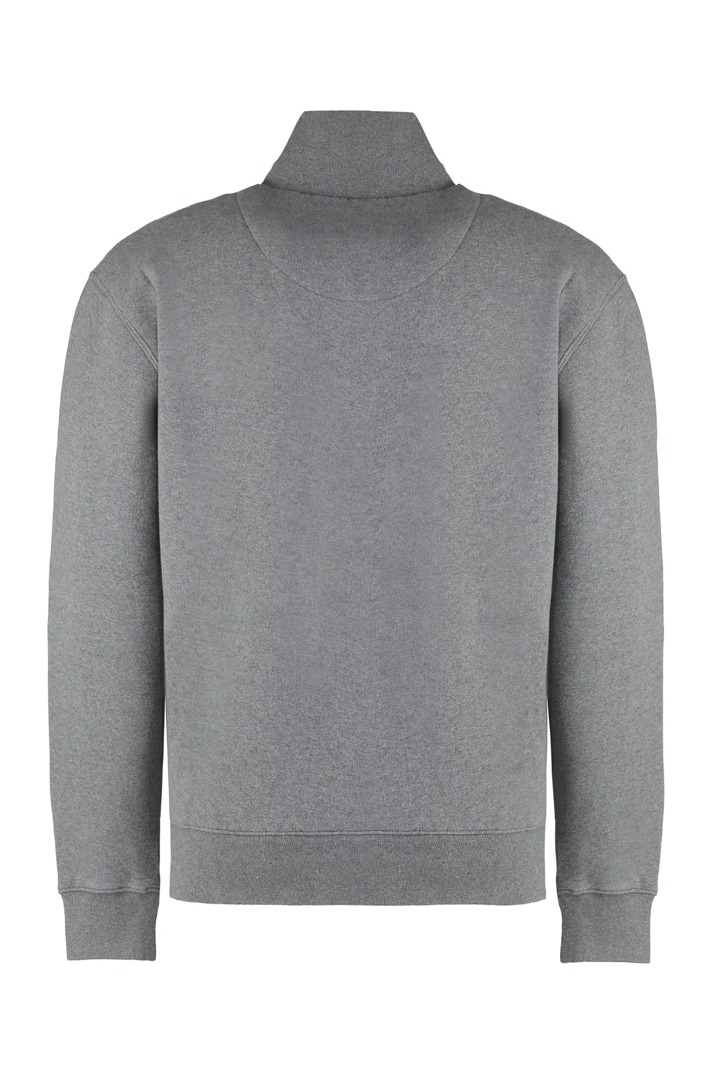 Maison Kitsuné Fox Patch High Collar Cotton Sweatshirt In Gray