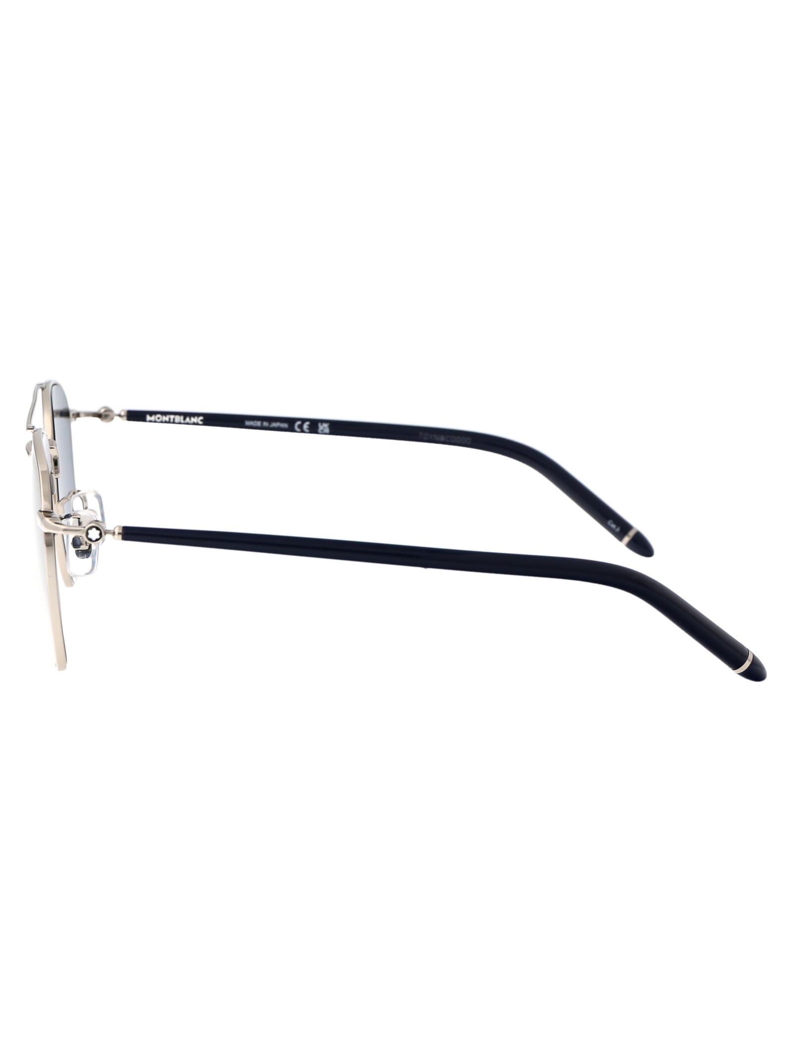 Shop Montblanc Mb0271s Sunglasses In 003 Silver Blue Blue