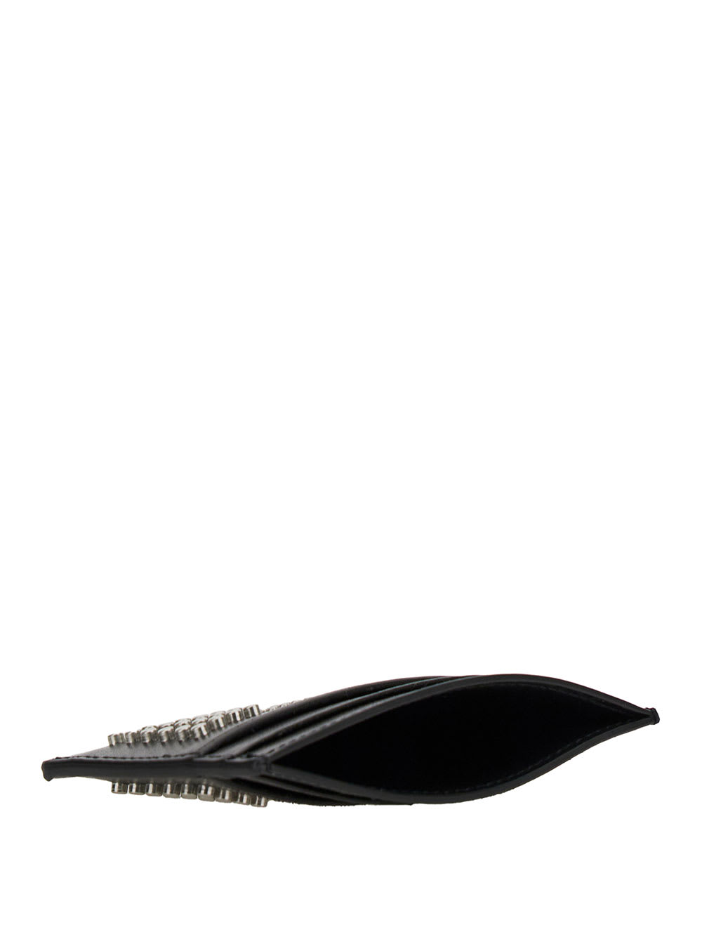 Shop Alexander Mcqueen Black Card-holder With Silver-finished Studs In Leather Man