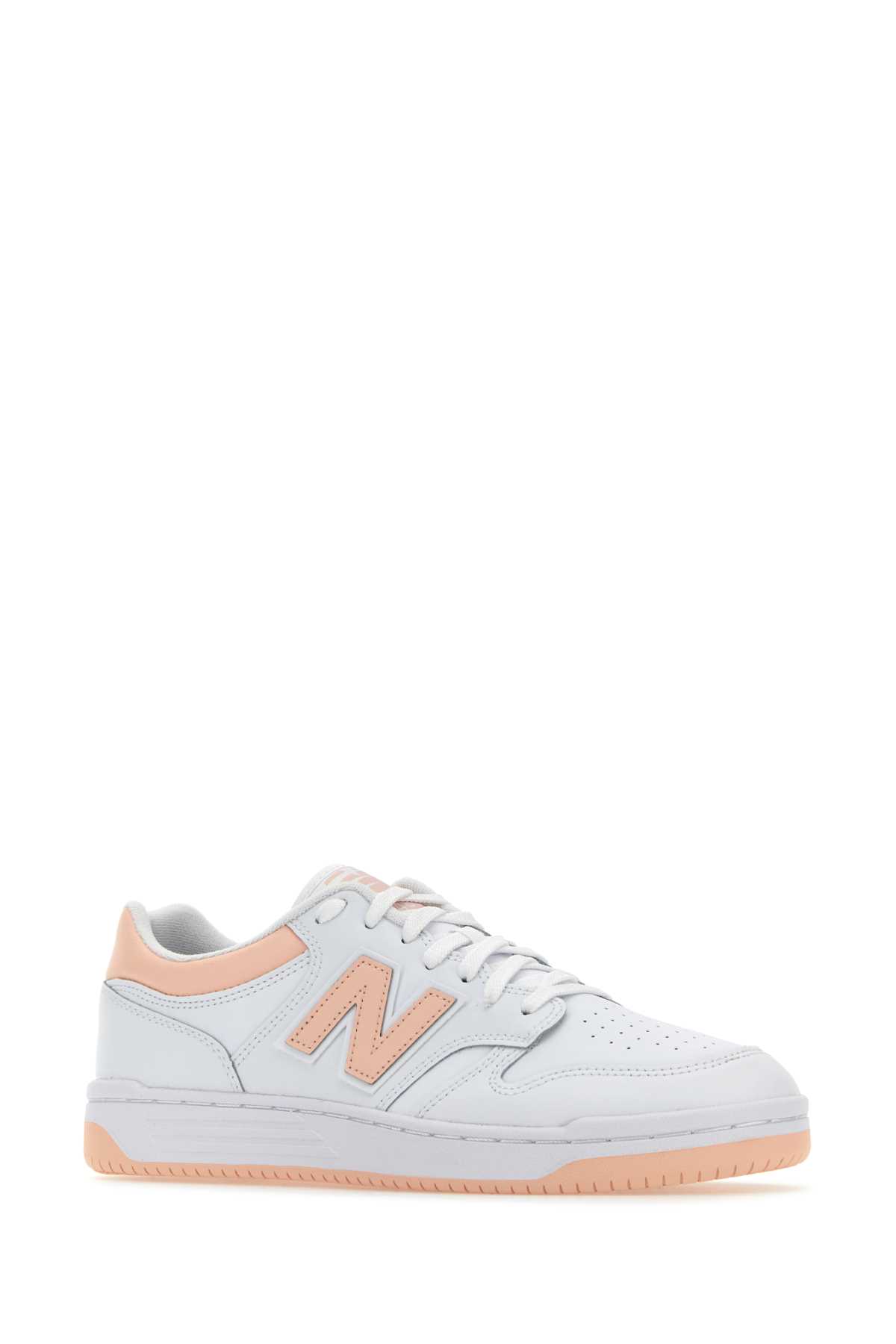 New Balance Leather Sneakers 480 Two-tone Accents In Whitepink
