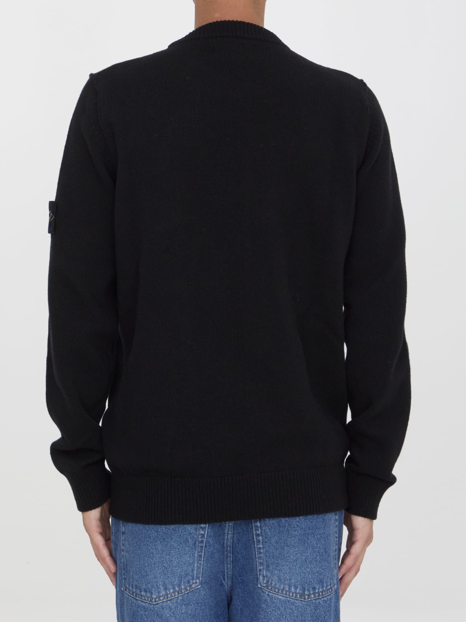 Shop Stone Island Wool Sweater In Black