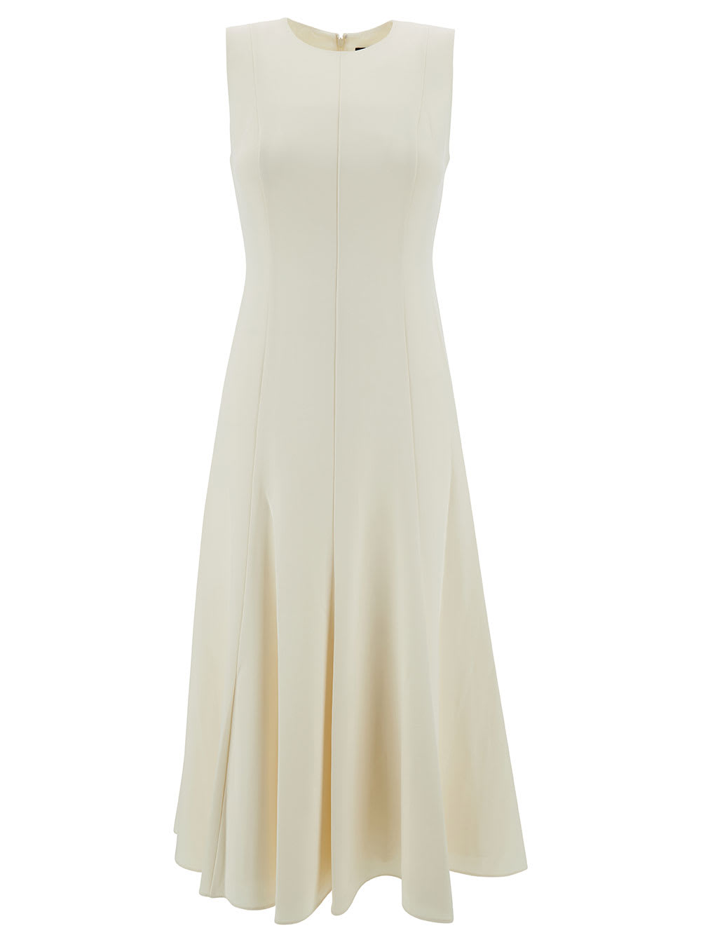 Shop Theory Midi White Sleeveless Dress With Pleated Skirt In Triacetate Blend Woman