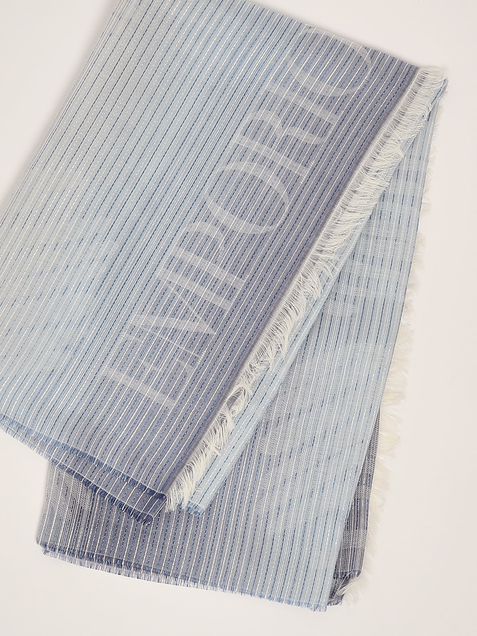 Emporio Armani Cotone Scarf In Azzurro