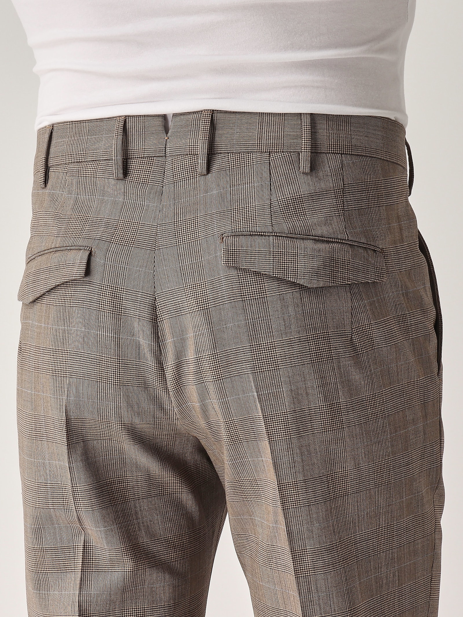 Pt Torino Pleated Check Trousers In Brown