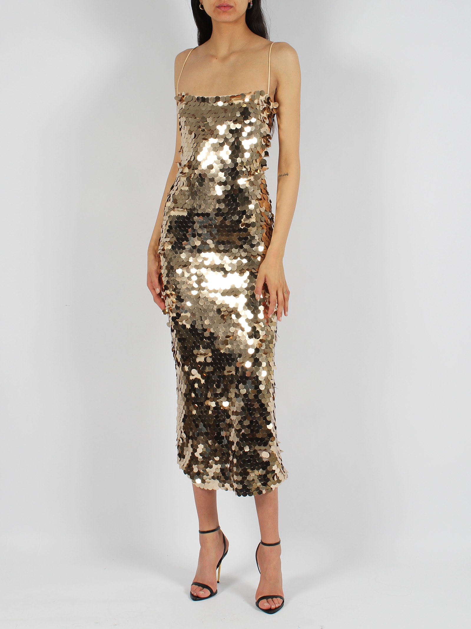 Shop New Arrivals Phoenix In Serpent Dorè Dress In Metallic