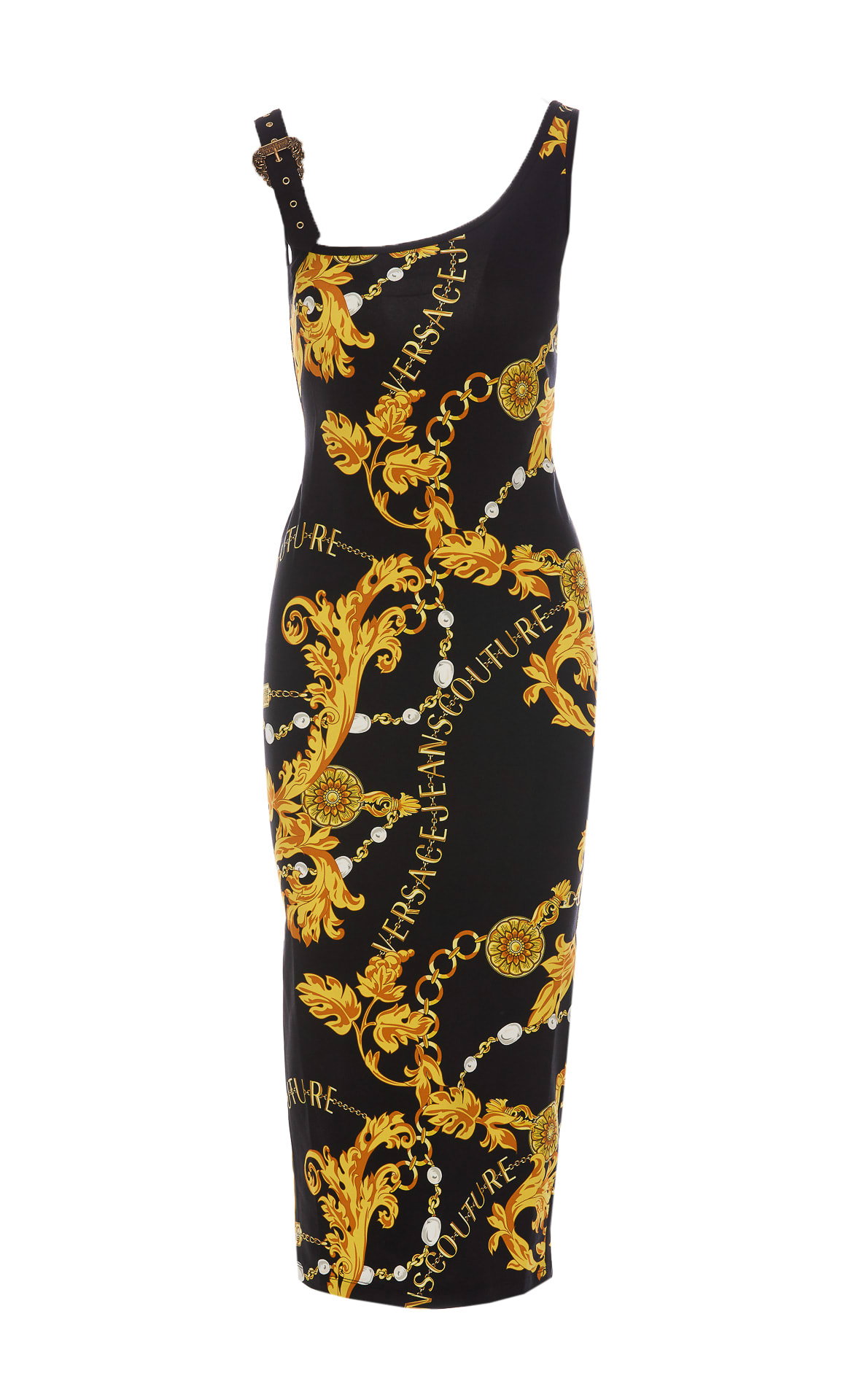 Versace Jeans Couture Chain Couture Print Dress In Black