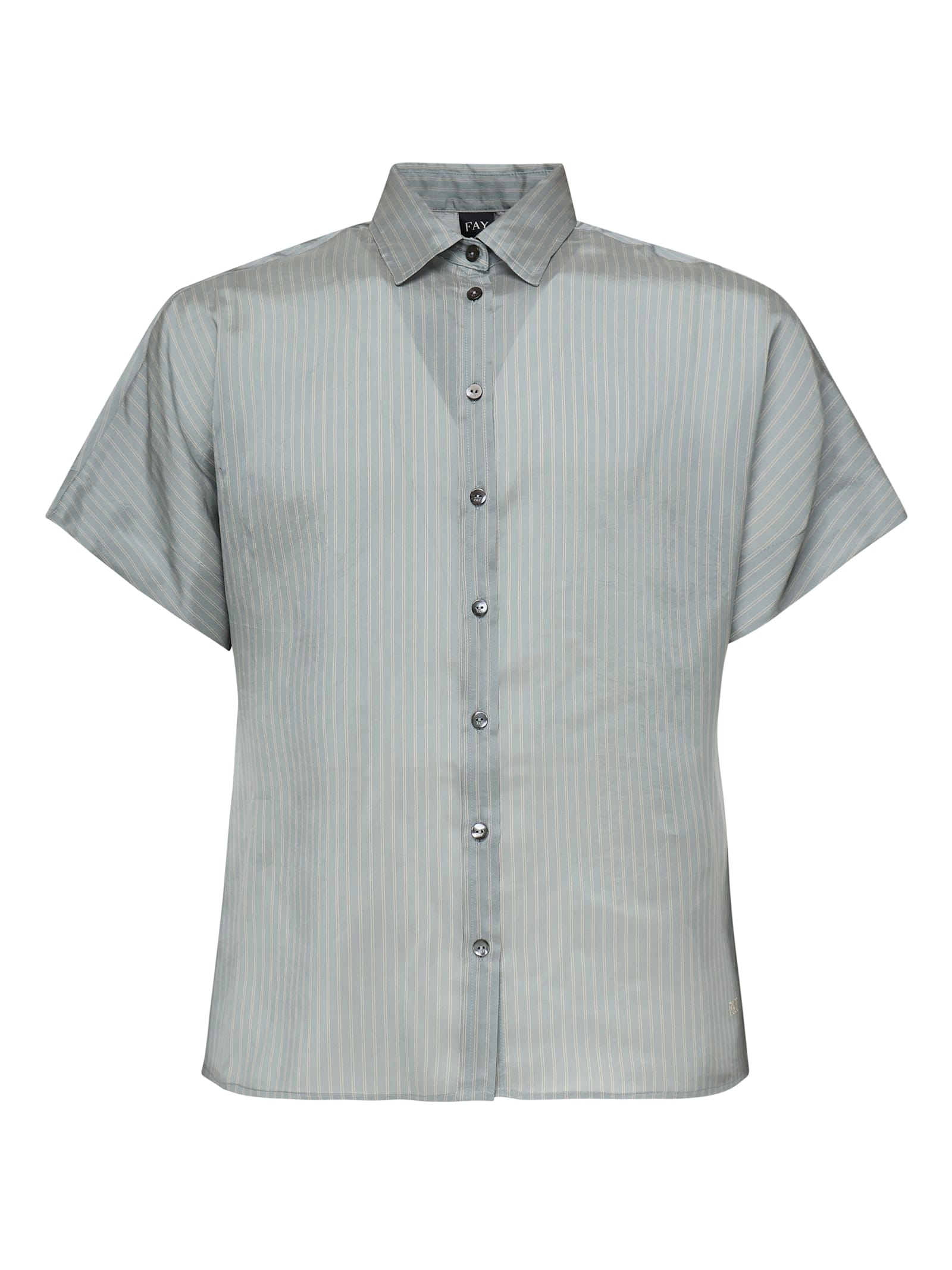 Fay Viscose Silk Striped Sailor Collar Shirt
