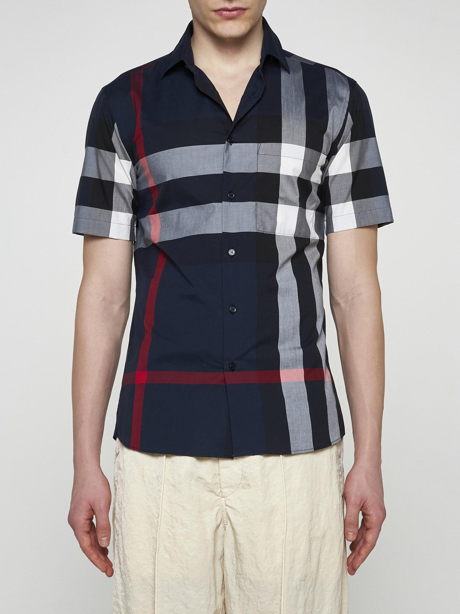 Shop Burberry Summerton Check Cotton Shirt In Blue