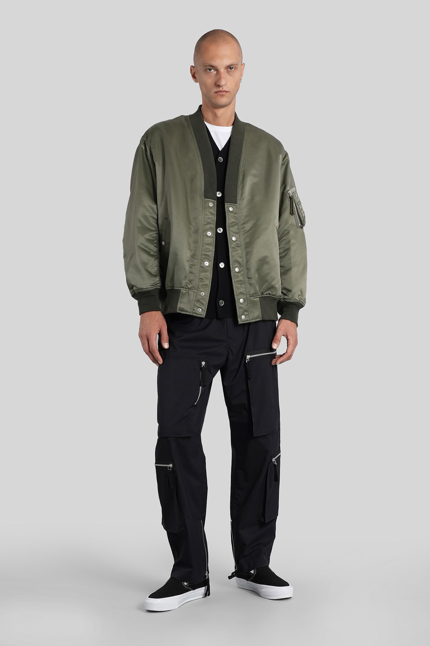 Comme Des Garçons Homme Deux V-neck Bomber Jacket In Green