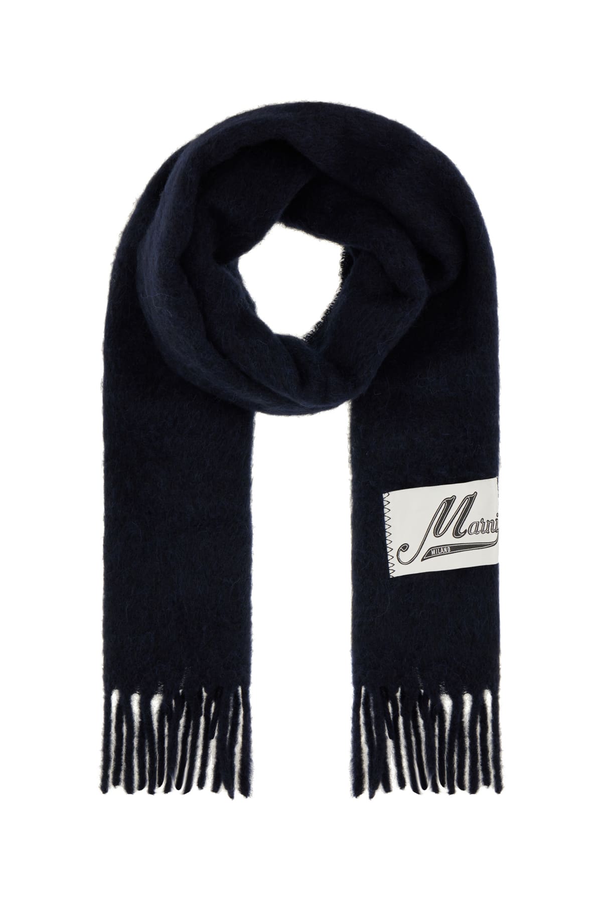 Shop Marni Black Alpaca Blend Scarf In 00b99