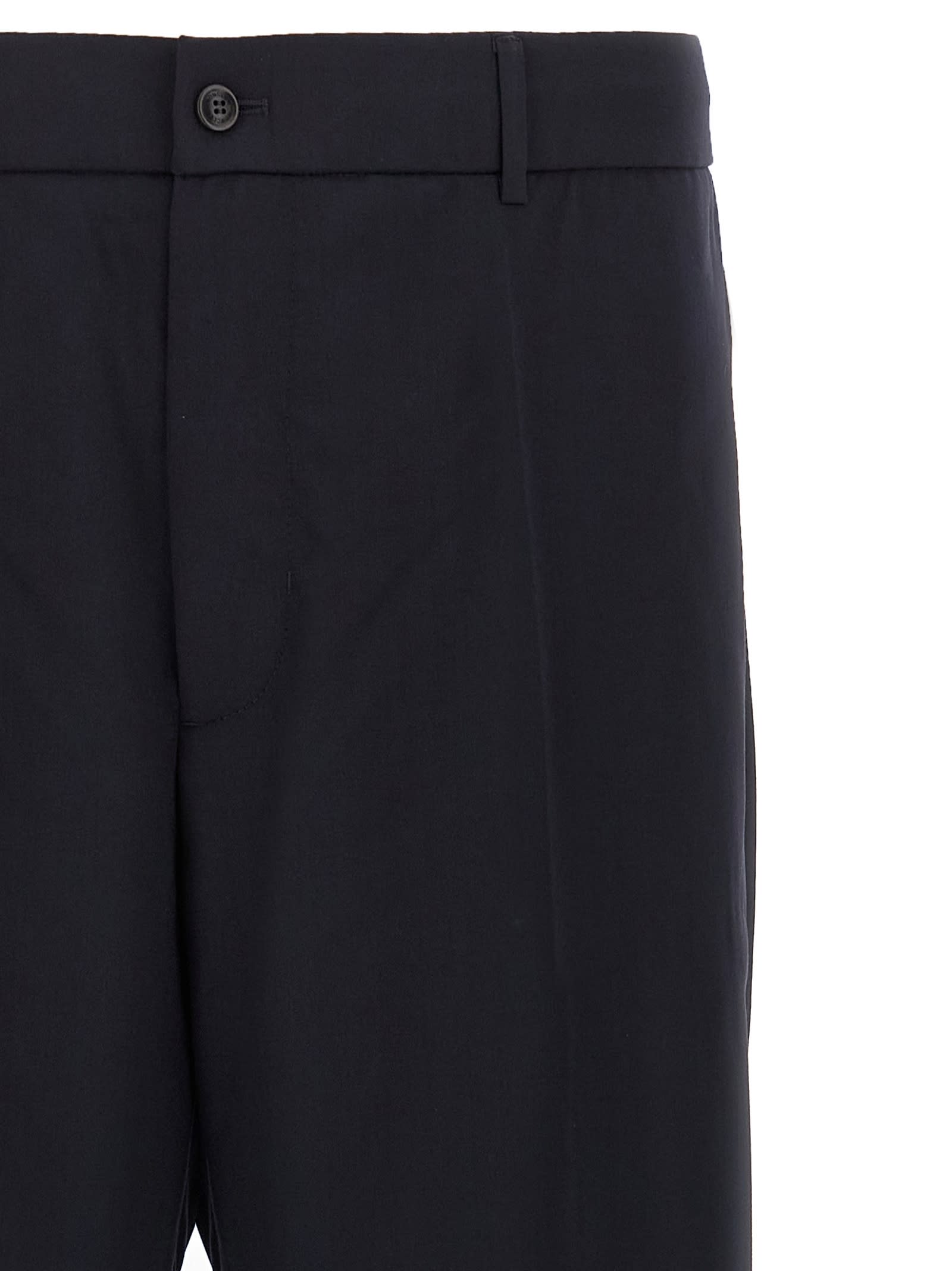 Moncler Wool-blend Trousers In Blue