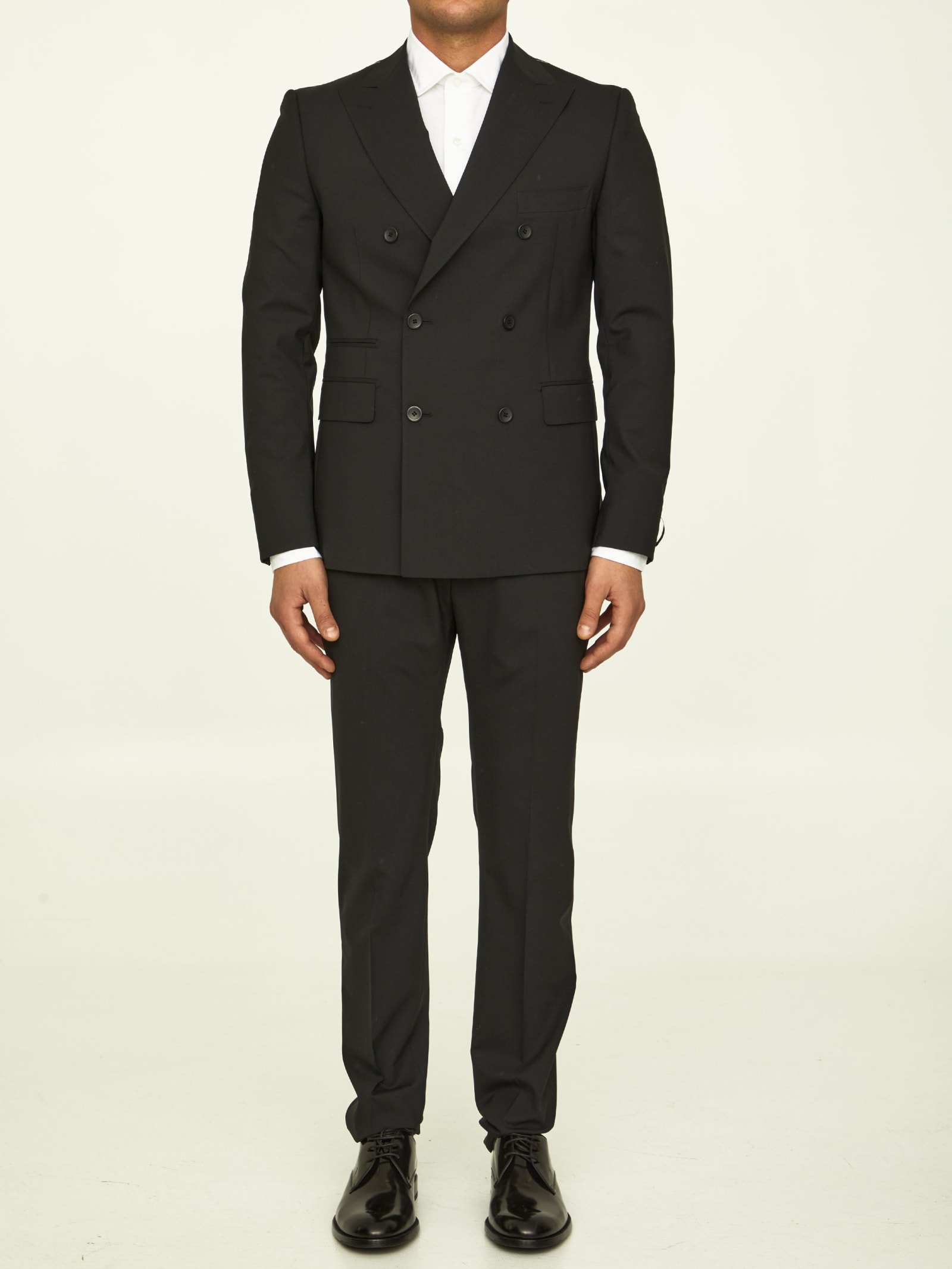 Shop Tonello Black Stretch Wool Suit