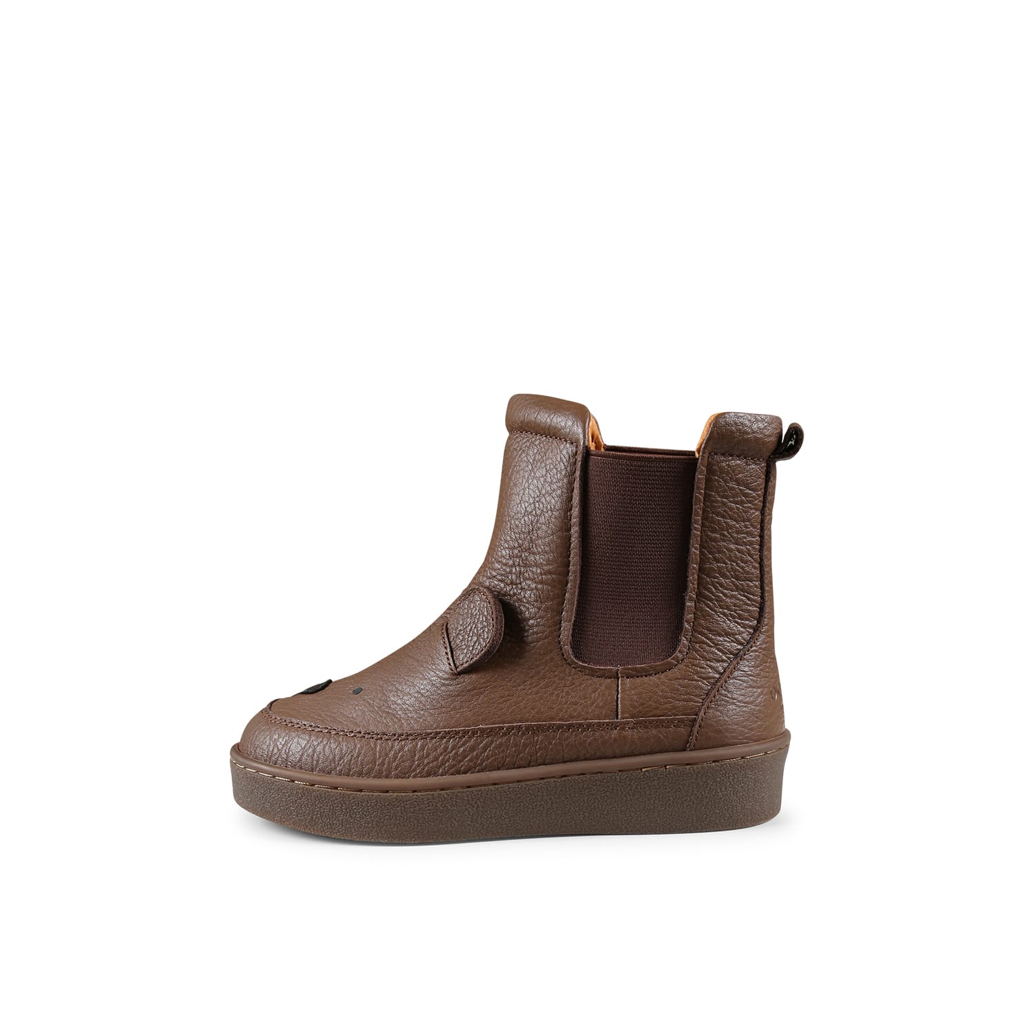 Donsje Brown Ankle Boots For Kids With Bear In Brown