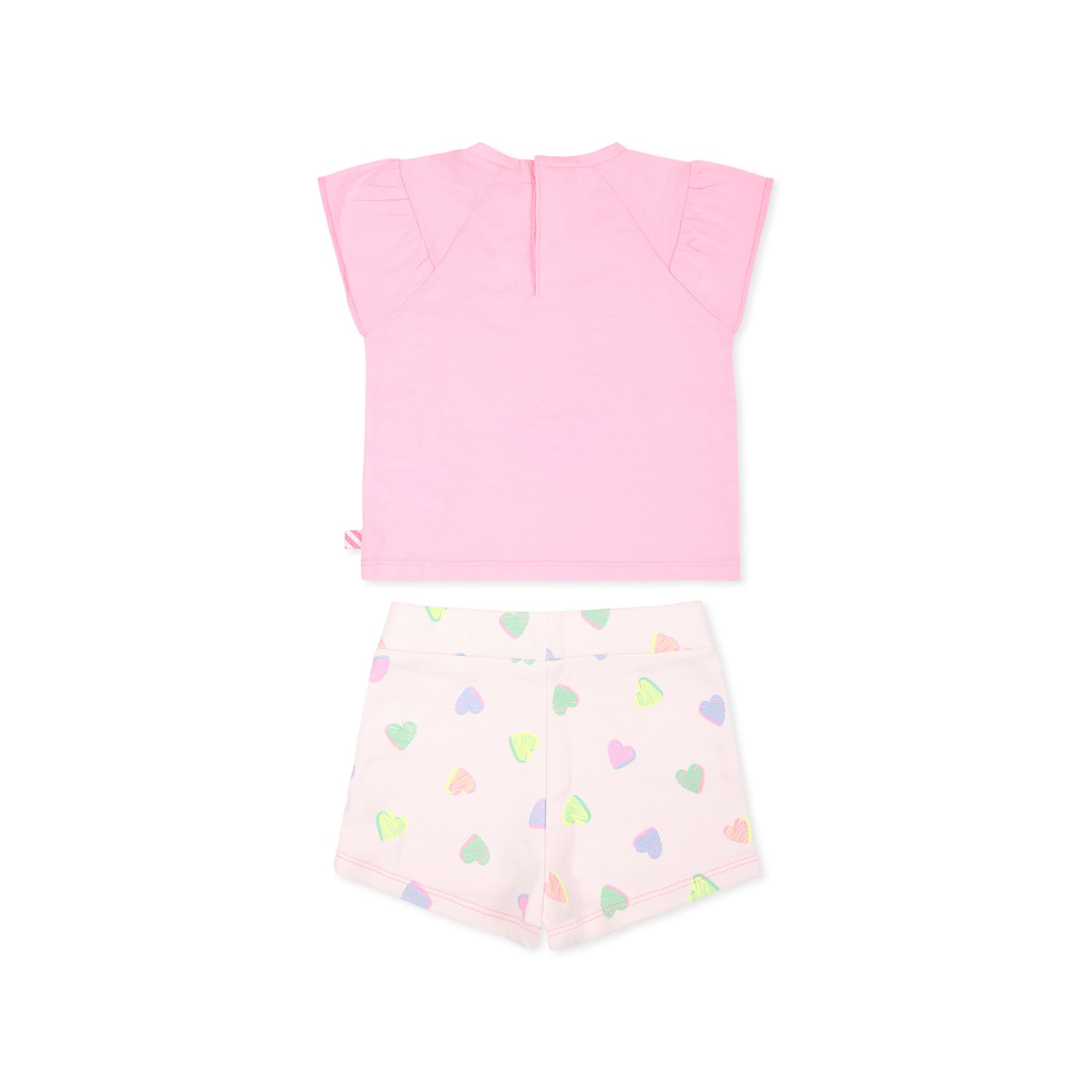 Billieblush Pink Suit For Baby Girl With Hearts In Pink