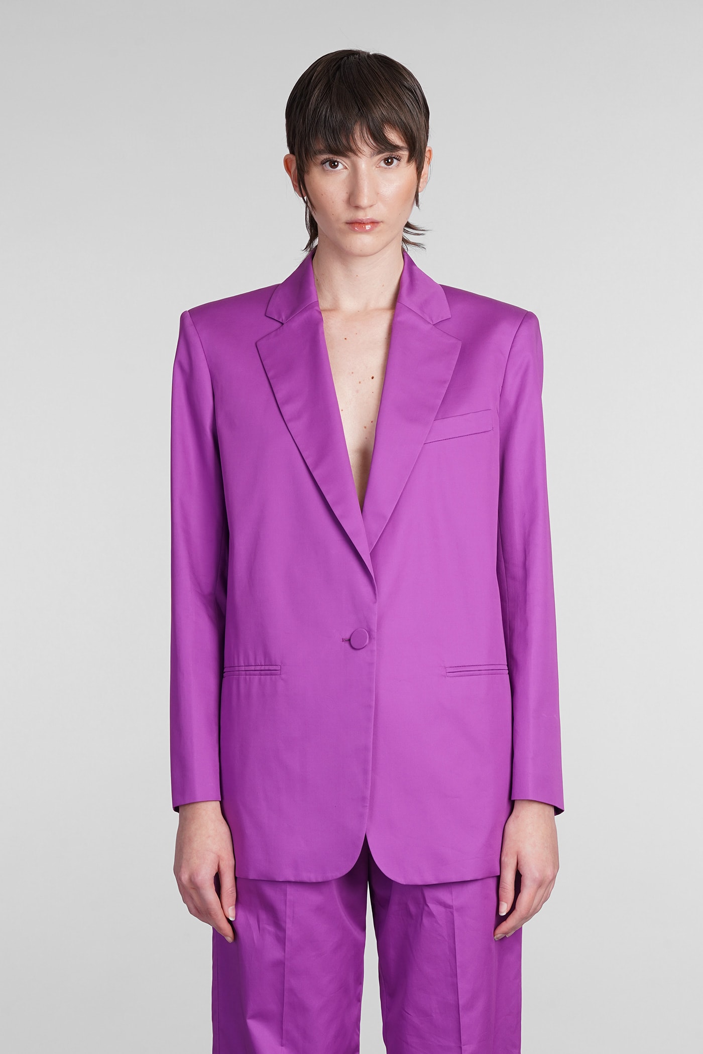 The Andamane Guia Blazer In Viola Cotton In Purple