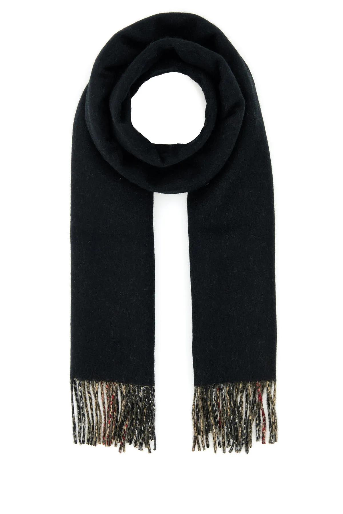 Shop Burberry Black Cashmere Reversible Scarf In Black/neutrals