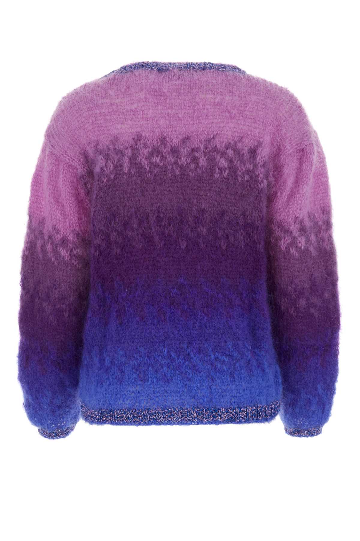 Rose Carmine Embroidered Stretch Mohair Blend Sweater In Violet