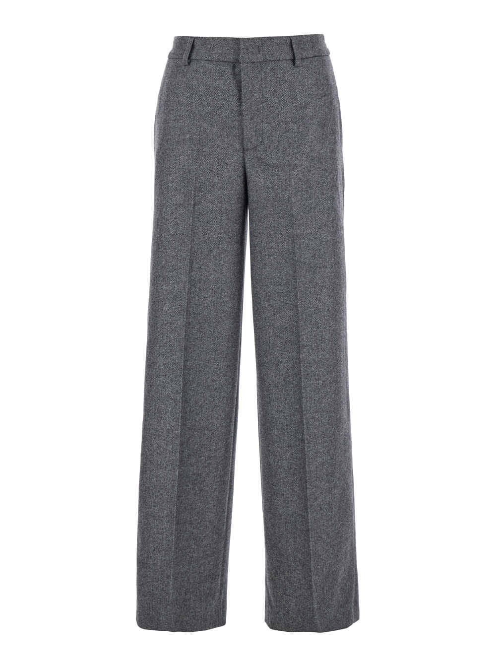 Shop Pt Torino Lorenza Grey Pants With Front Pences In Wool And Cashmere Stretch Woman