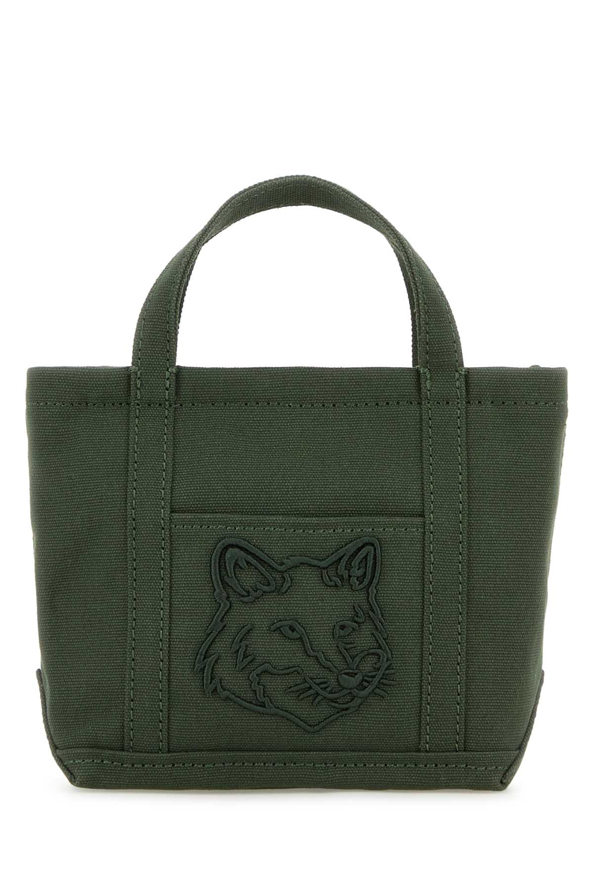 Maison Kitsuné Dark Green Canvas Mini Handbag