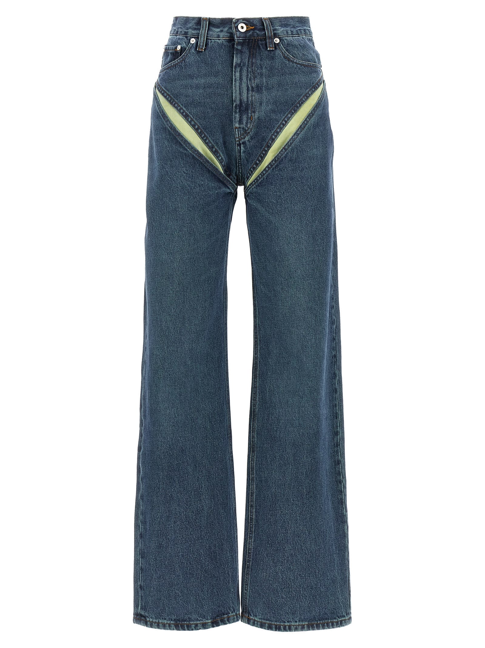 Shop Y/project Evergreen Cut Out Jeans In Blue
