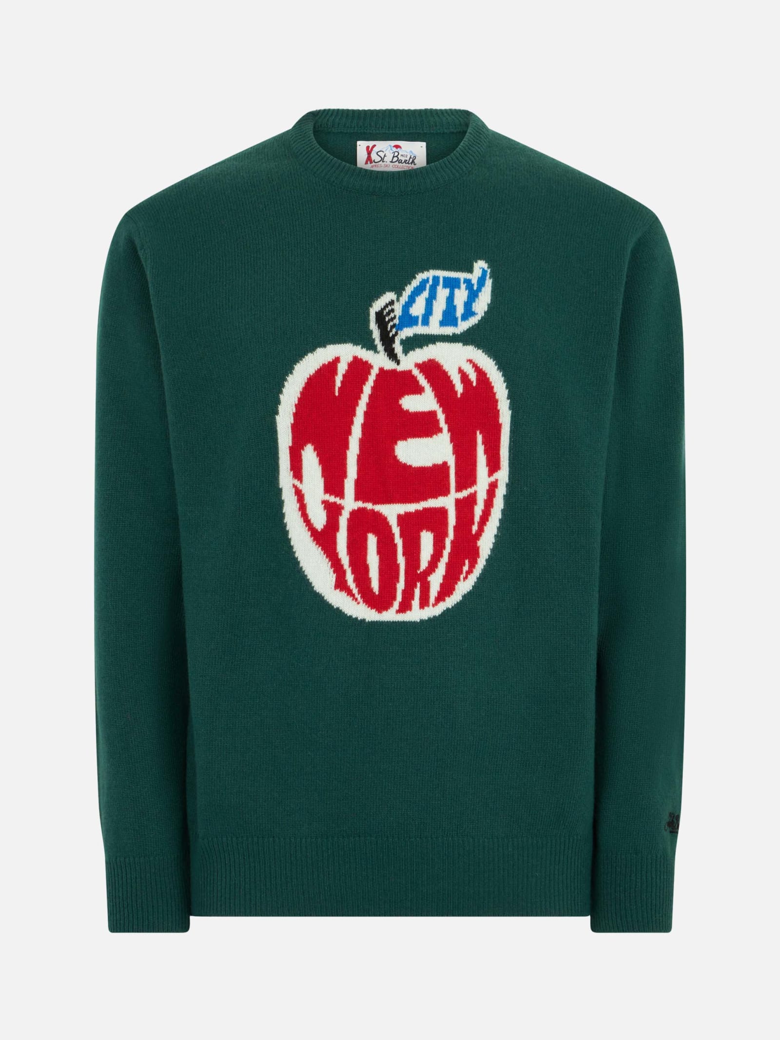 MC2 SAINT BARTH MAN SWEATER WITH NEW YORK APPLE JACQUARD