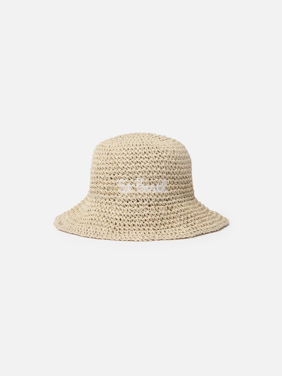 Mc2 Saint Barth Bucket-style Straw Hat Polly In Beige