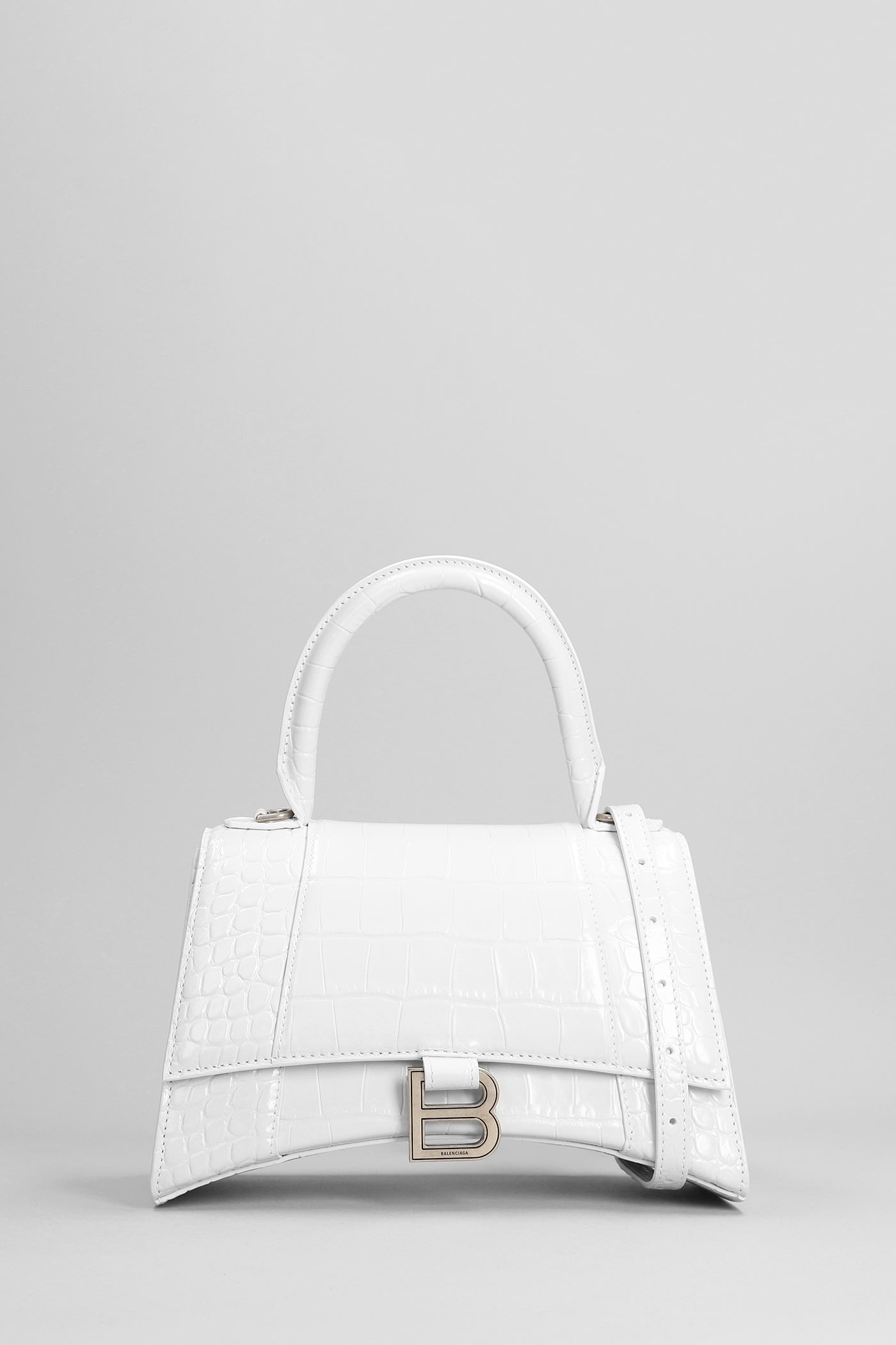 Hourglass B Shoulder Bag In White Leather