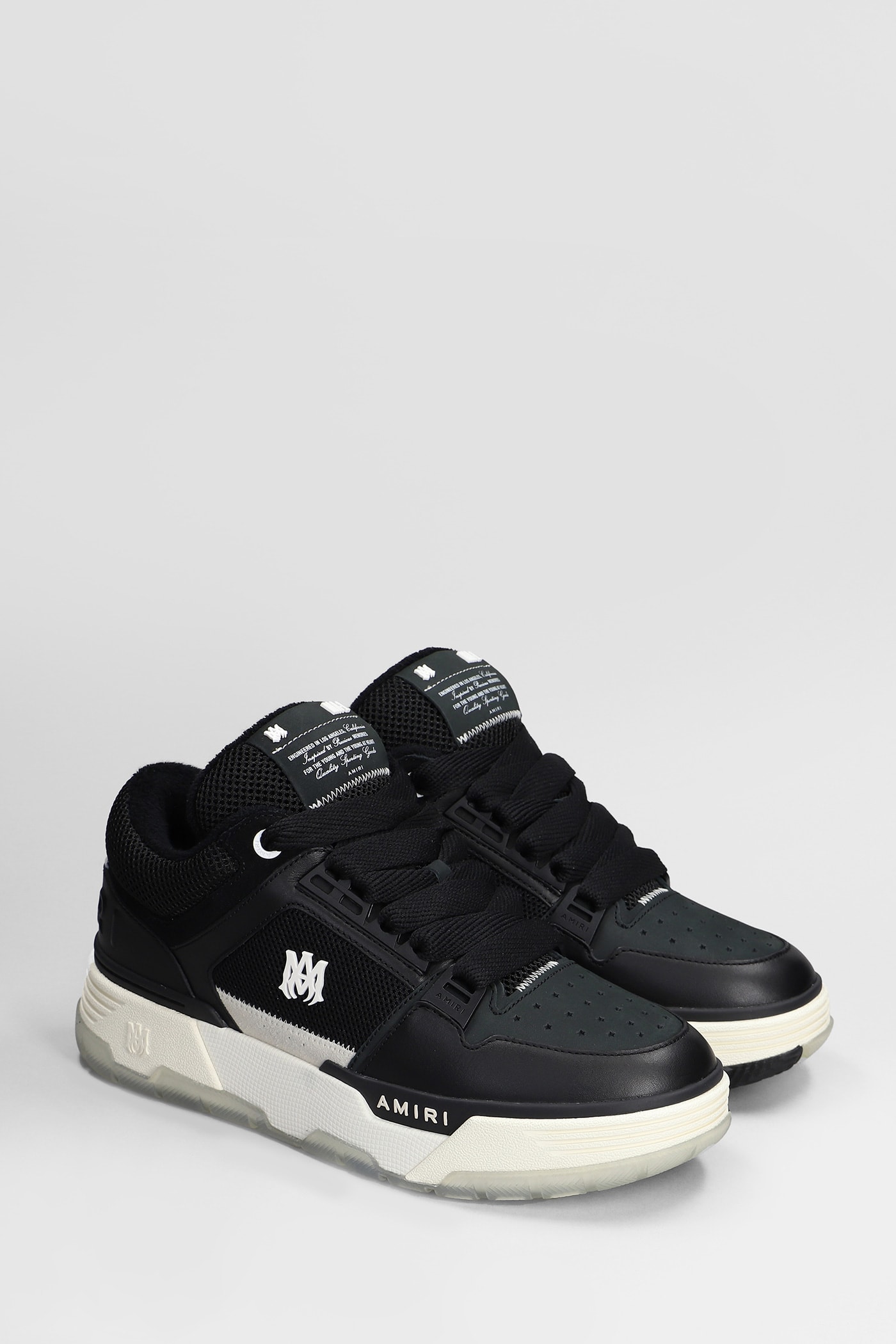 Shop Amiri Ma1 Sneakers In Black Leather And Fabric