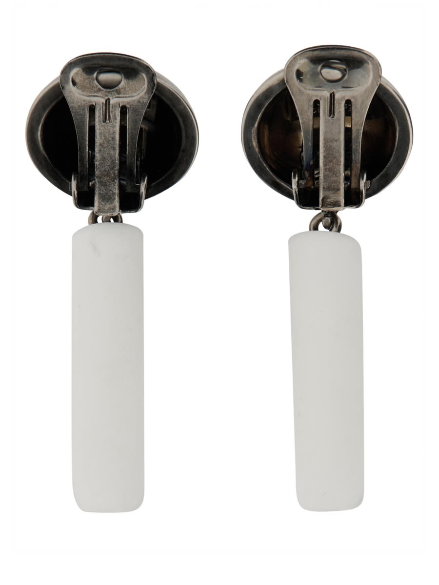 Moschino Brand Logo Drop Earrings In Multicolour