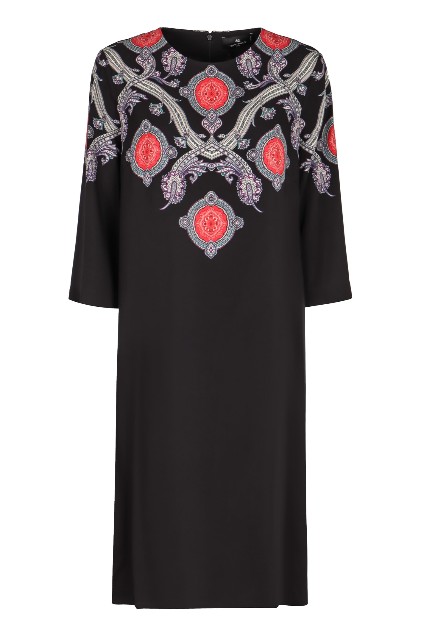 Shop Etro Print Cady Dress In Black