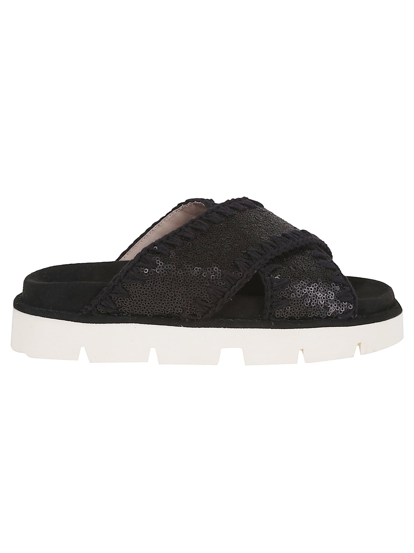Shop Mou Criss-cross Bio Sandal Plain Microsequins